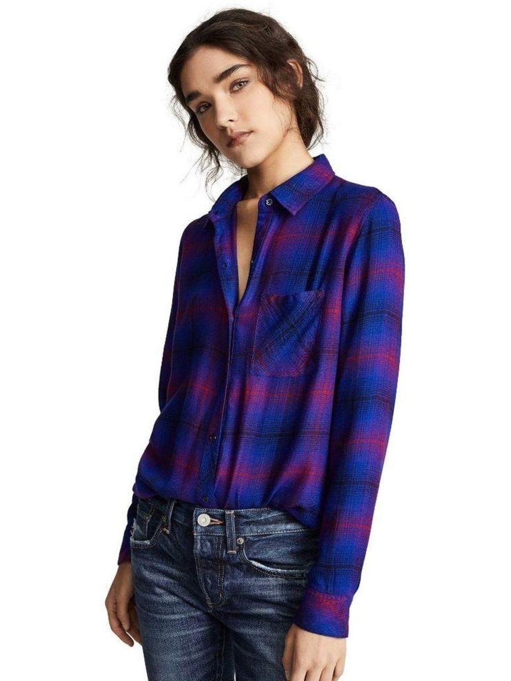 Rails Taitum Navy Ultraviolet Flannel Button Down Top